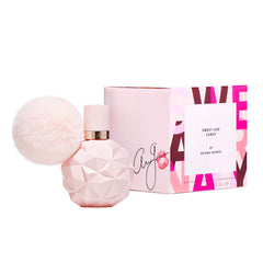 Ariana Grande Sweet Like Candy plush white pom-pom detail adds playful charm