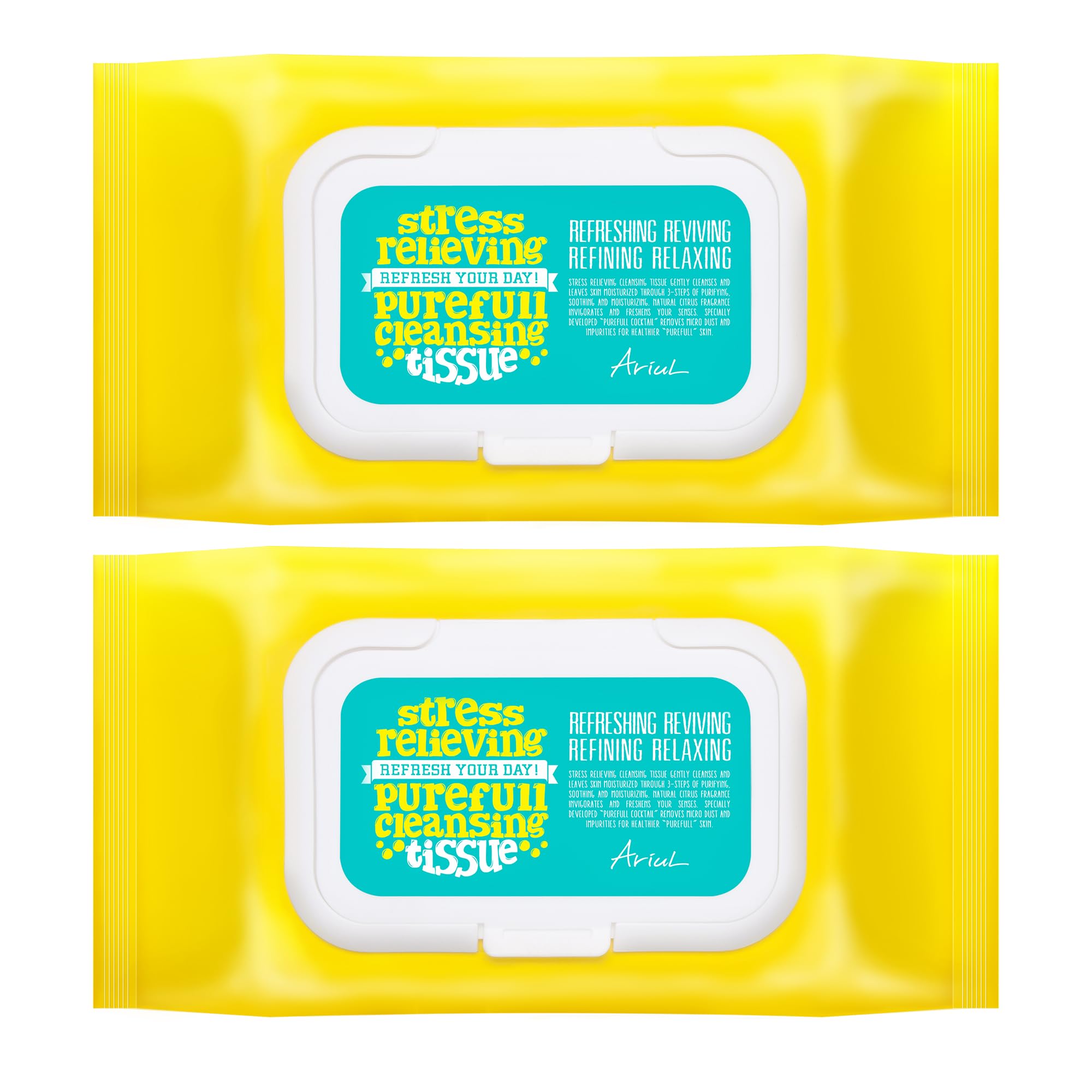 Ariul front packaging showing two 80-sheet packs for easy storage