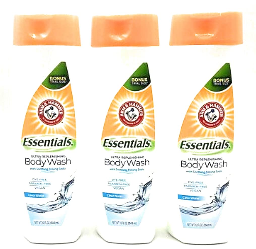 ARM & HAMMER front packaging showing three trial bottles and clear appearance
