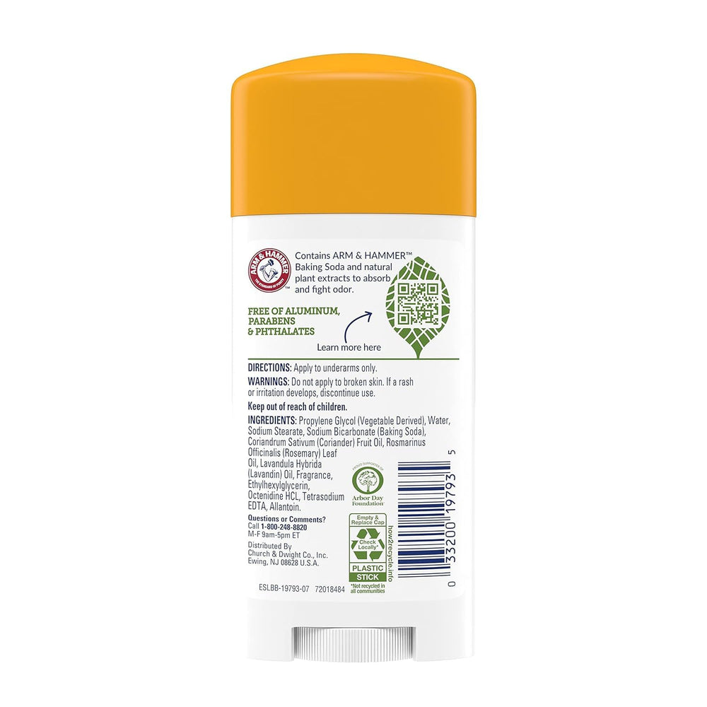 ARM & HAMMER Essentials side label highlighting natural deodorizers