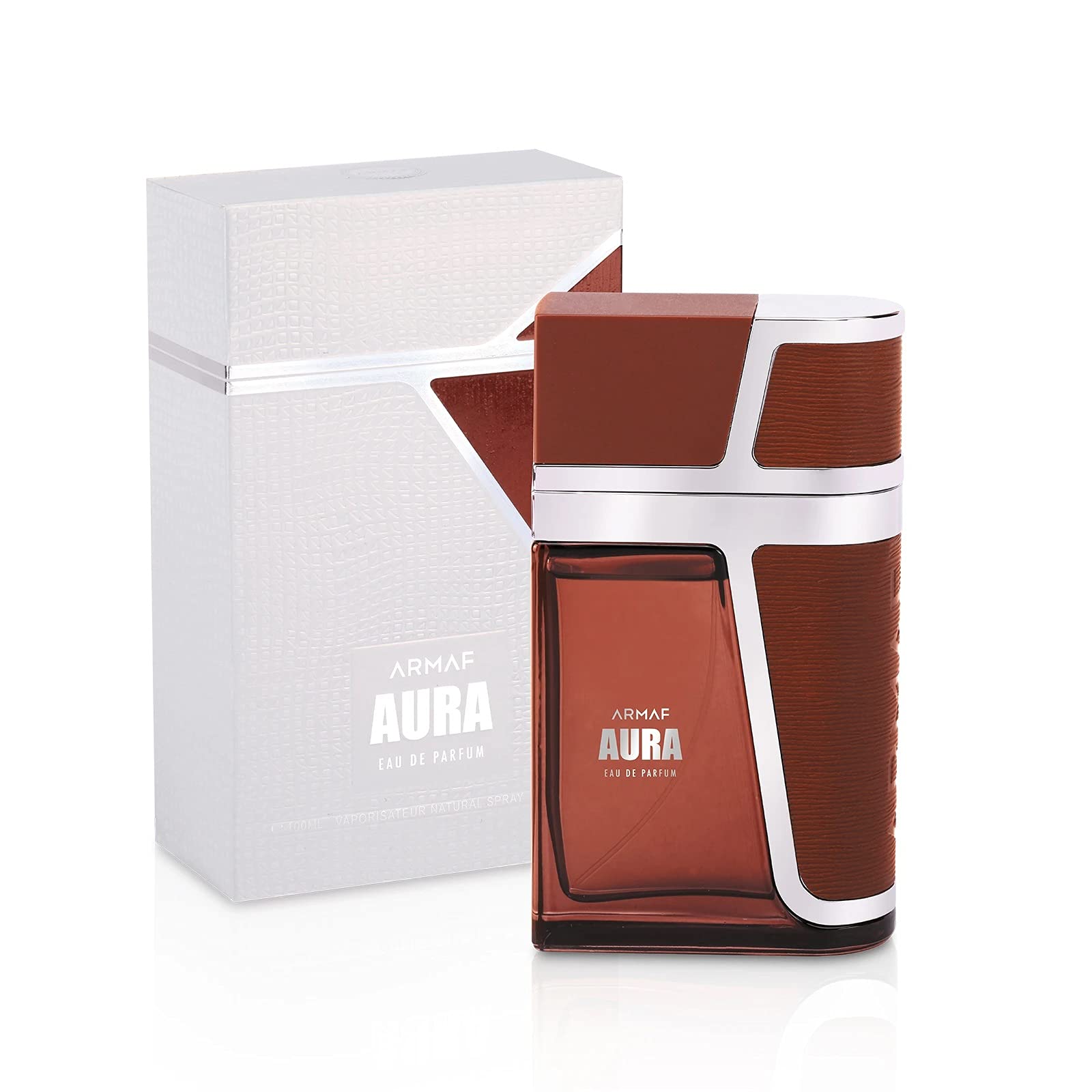 Armaf Aura close-up of spray nozzle and glass highlighting premium detail