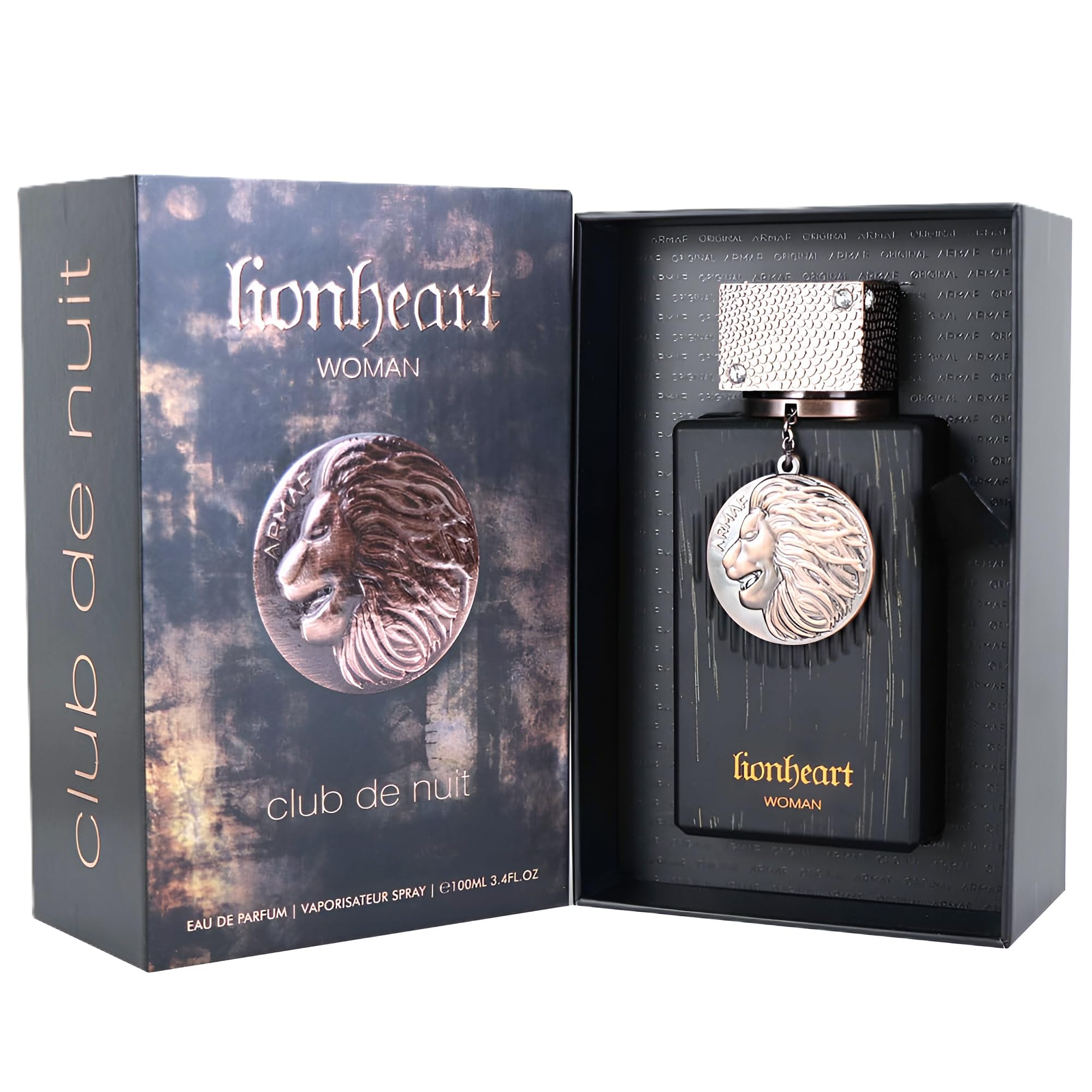 Armaf Club De Nuit Lionheart bottle on table for size comparison and practical carrying