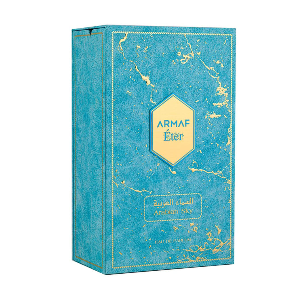 Armaf Eter Arabian Sky bottle side profile highlighting glass shape and evening fragrance appeal