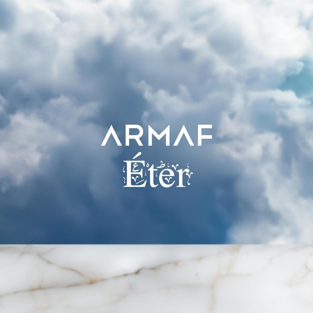 Armaf Eter Arabian Sky size comparison next to common objects showing 3.4 oz scale advantage
