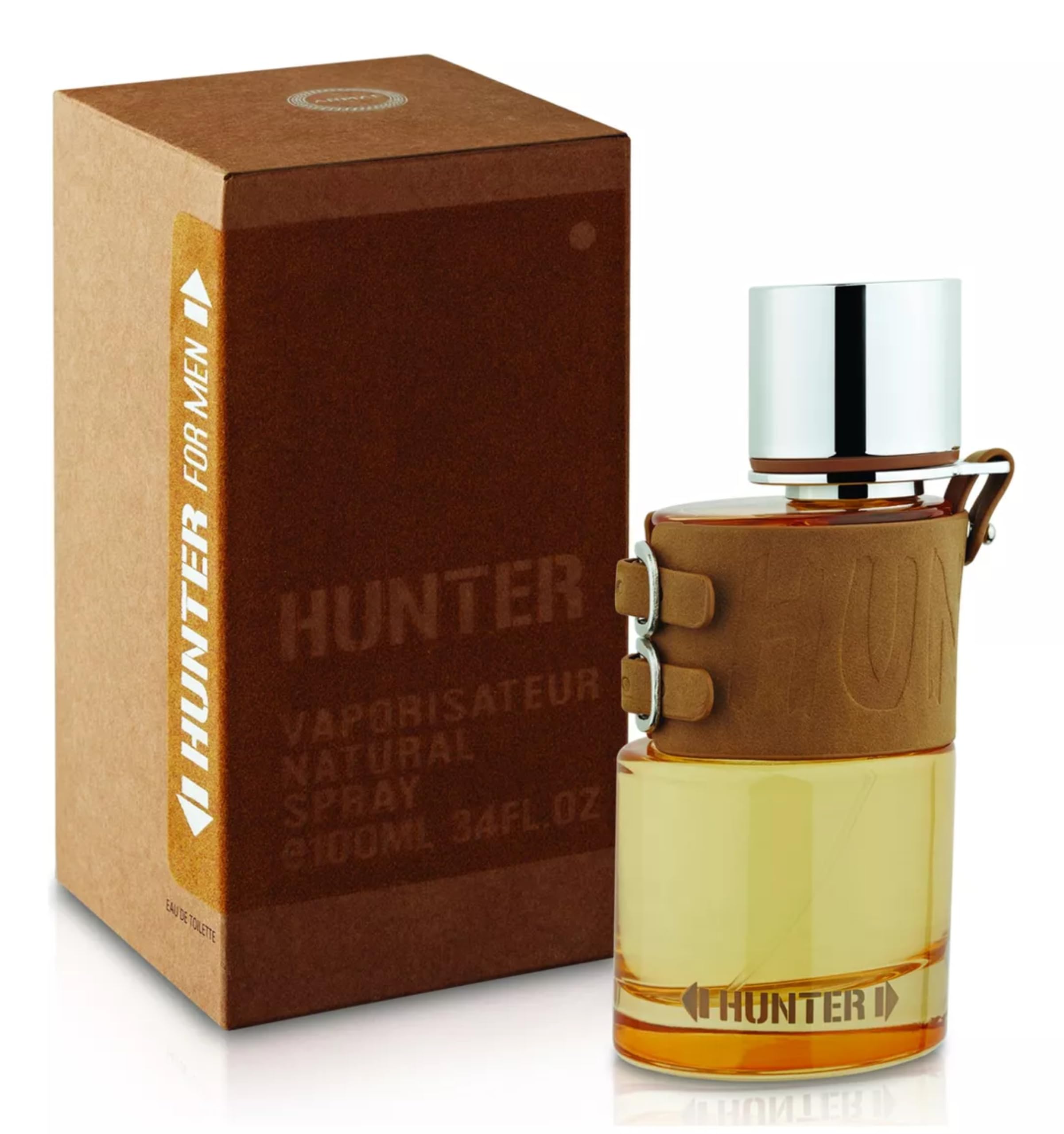 Close-up atomizer of Armaf Hunter highlighting spray nozzle and easy application benefit