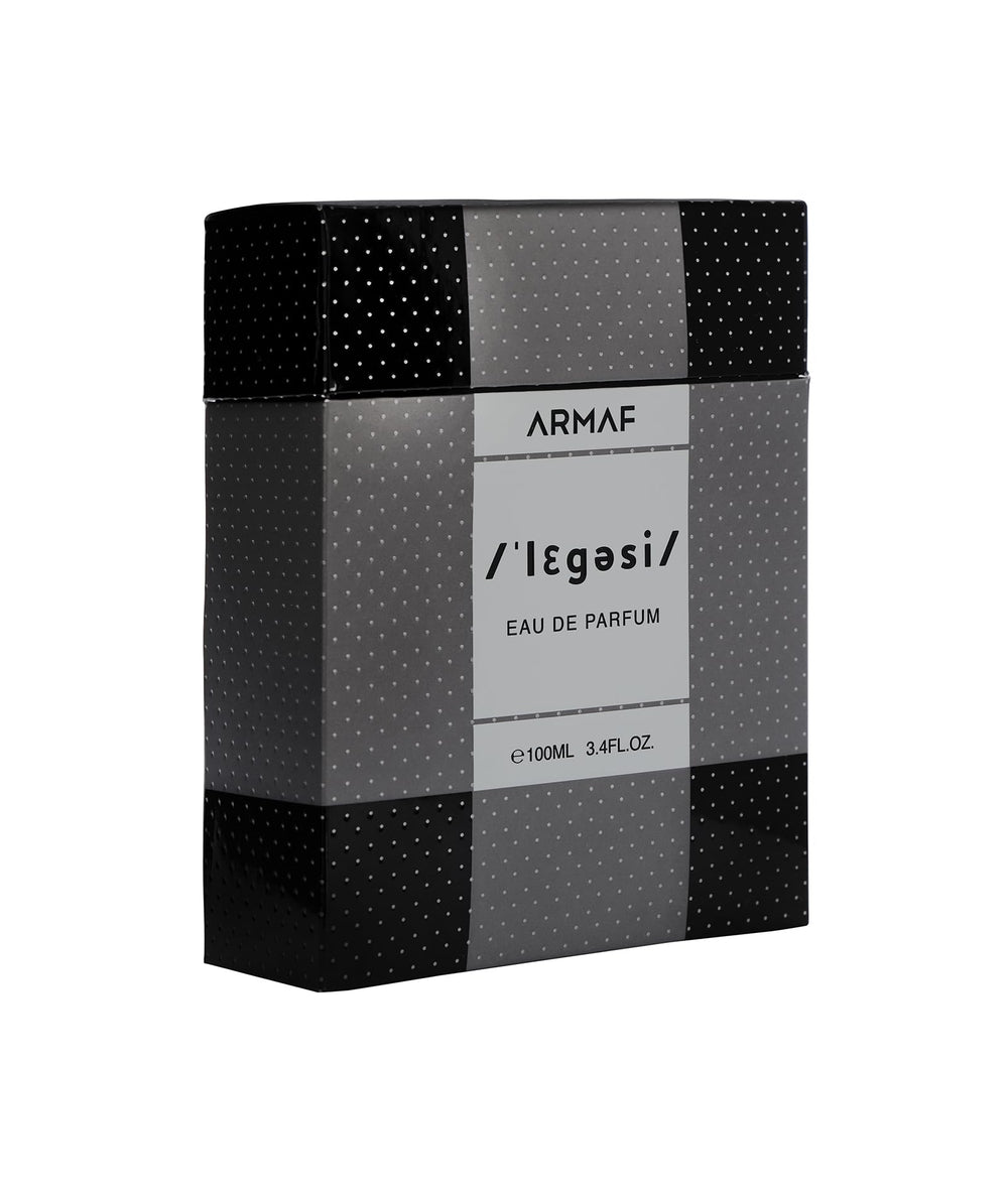 Armaf Legesi fragrance pour with notes display showing scent family clarity benefit