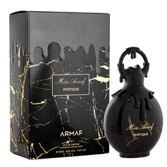 Armaf Miss Mystique close-up of label showing fragrance name and premium detail