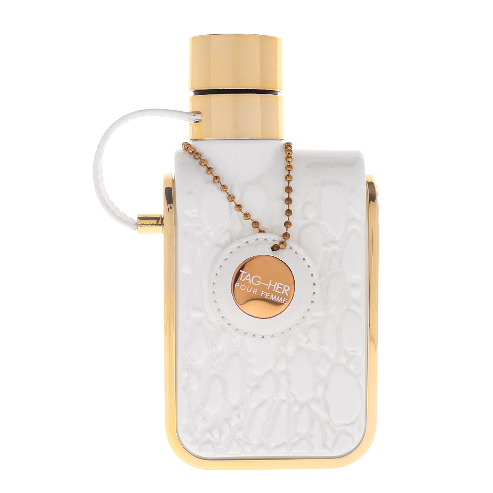 Armaf Tag Her side profile highlighting bottle shape and clear glass benefit