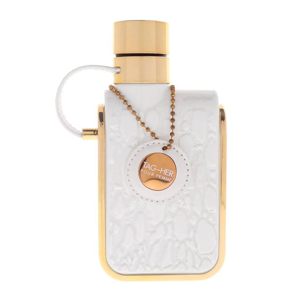 Armaf Tag Her side profile highlighting bottle shape and clear glass benefit