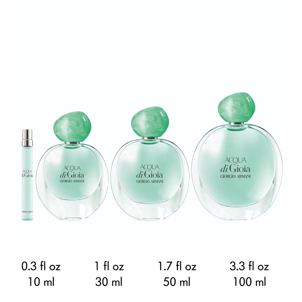 Armani Beauty bottle beside common items to show actual size for confident purchase decision