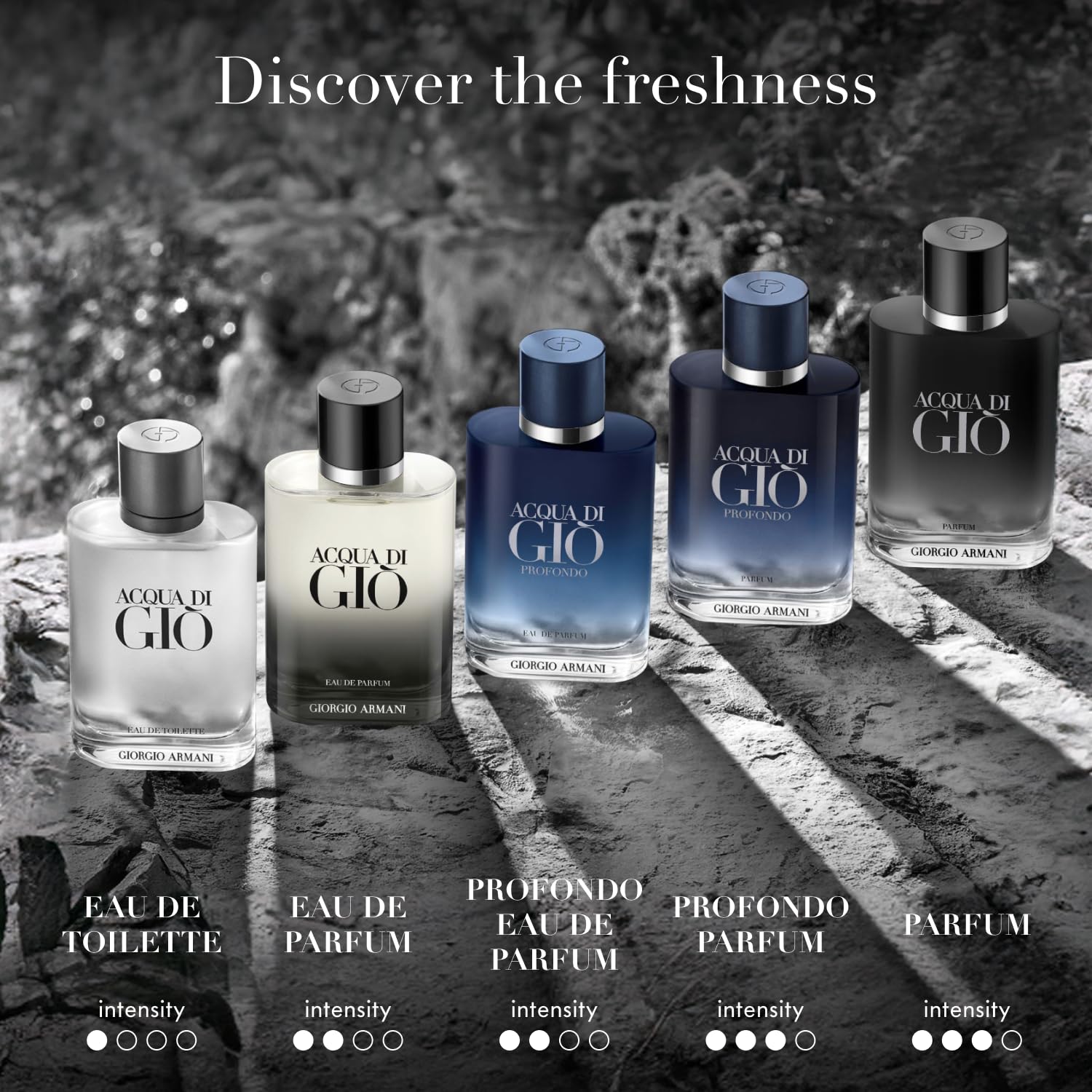 Armani Beauty refill bottle concept 150ml beside main bottle, emphasizes refillability