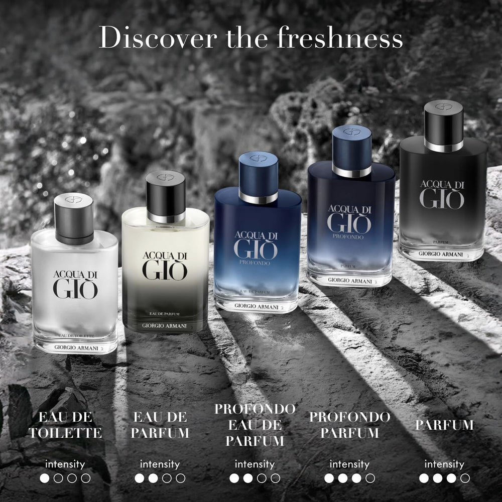 Armani Beauty refill bottle concept 150ml beside main bottle, emphasizes refillability
