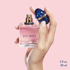 Armani Beauty My Way label and glass close-up showing premium finish and readable branding