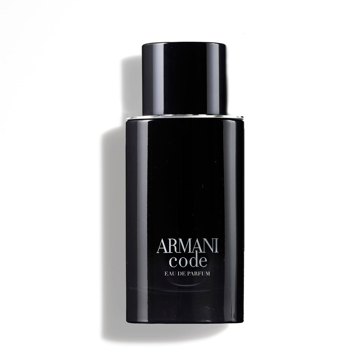Armani Beauty bottle front packaging showing sleek black design and elegance