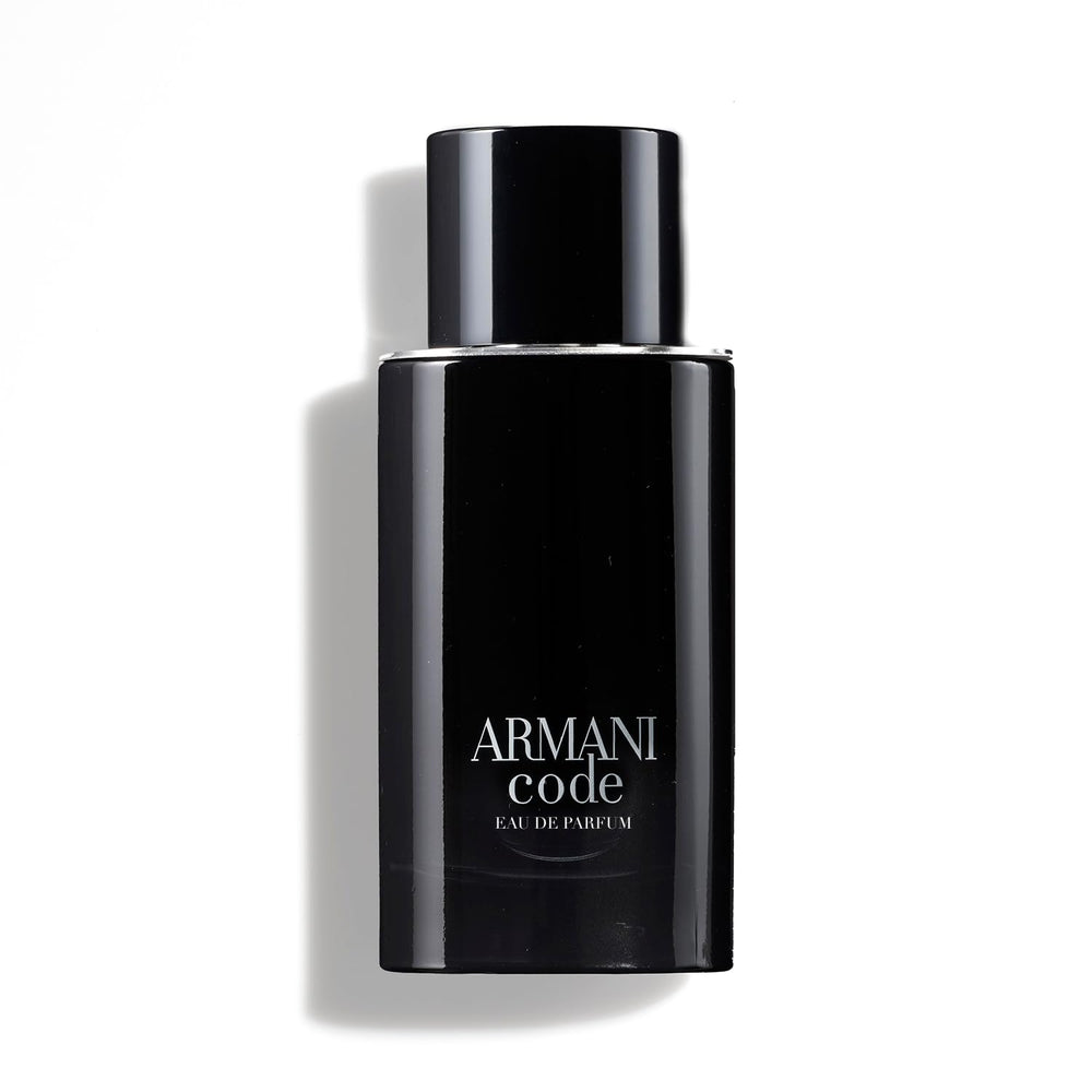 Armani Beauty bottle front packaging showing sleek black design and elegance