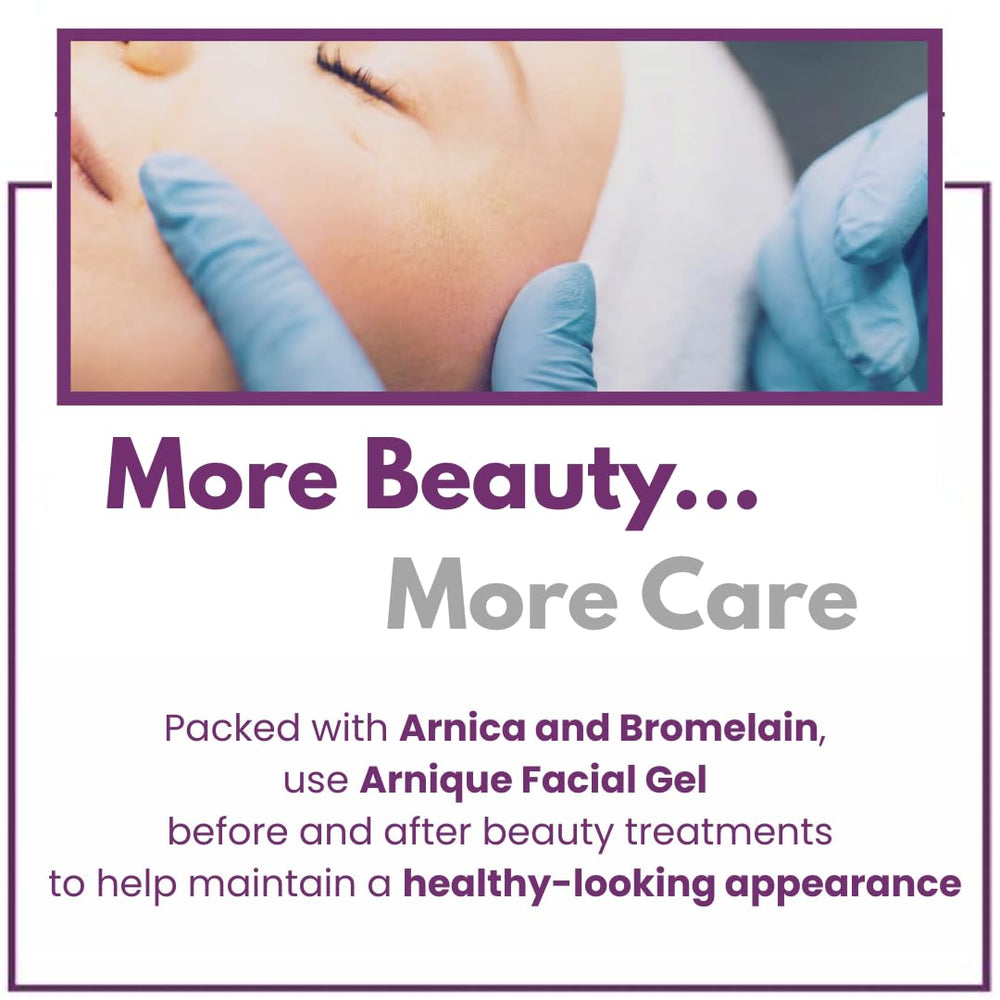 Arnique gel being applied to cheek for calming post-treatment comfort