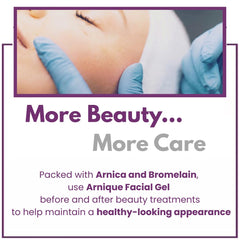 Arnique gel being applied to cheek for calming post-treatment comfort