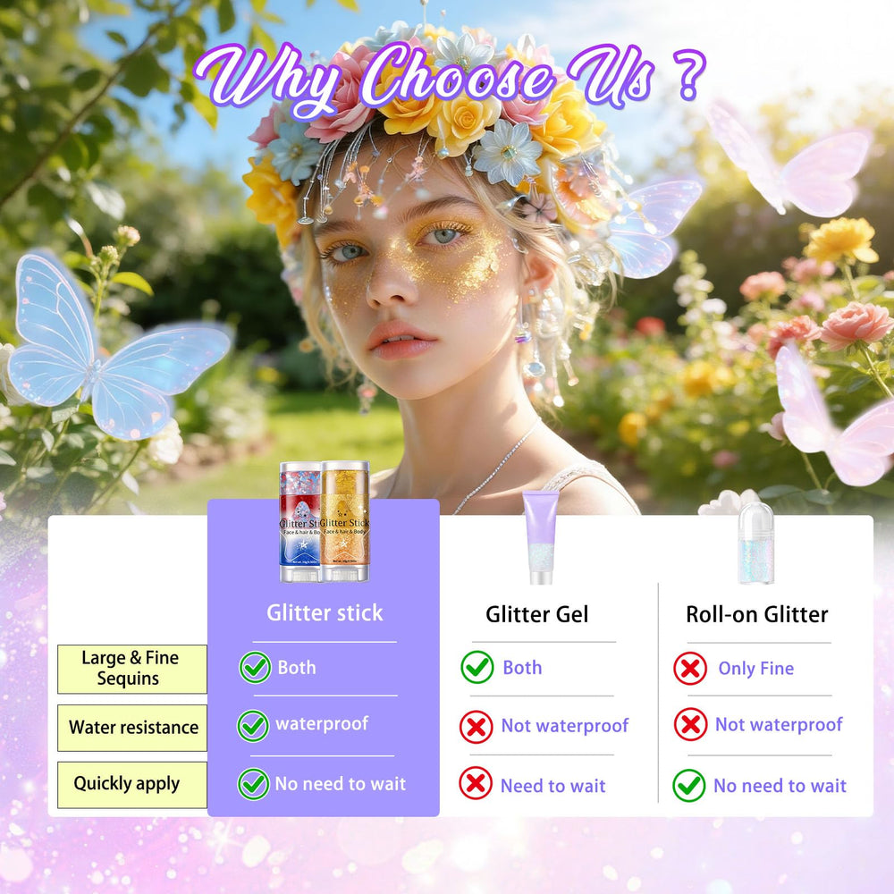 AROIC glitter used on body and hair for long-lasting festival shine