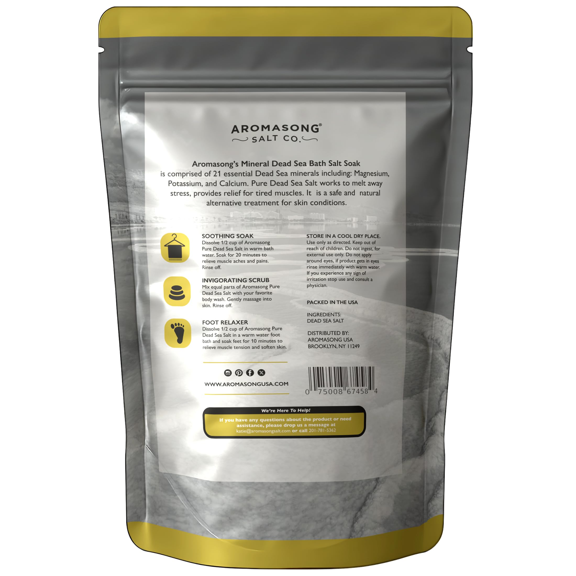 Aromasong 5 lb bag next to household objects showing bulk size value benefit