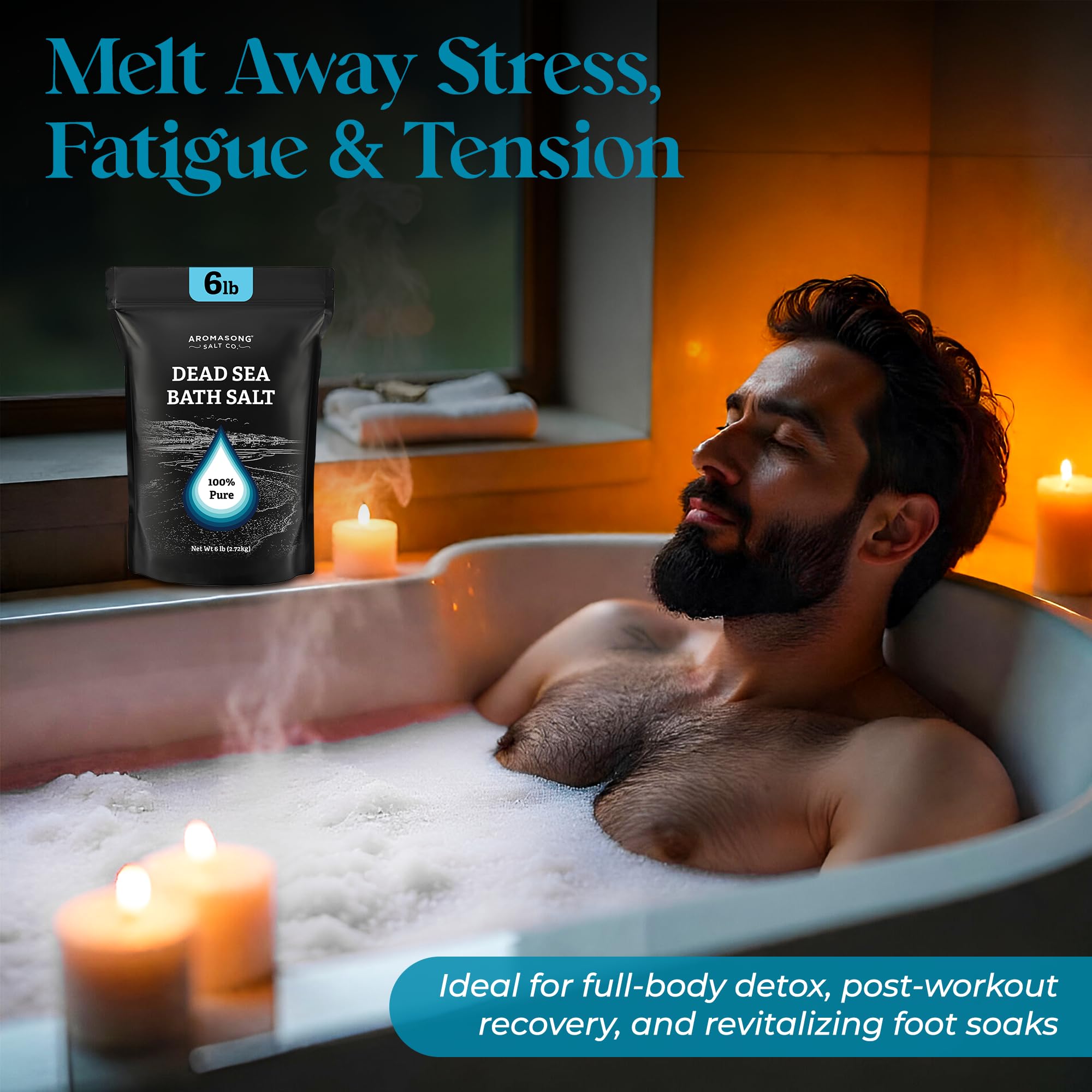 Aromasong salts in a foot basin softening skin and relieving fatigue