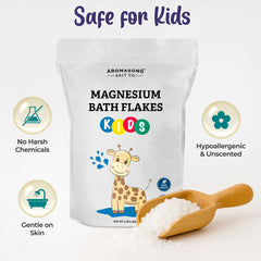 Aromasong flakes dissolving in a child’s bathtub demonstrating quick dissolution