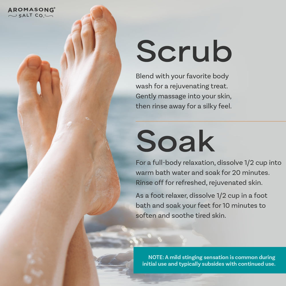 Aromasong foot soak basin with flakes showing easy home foot treatment benefit