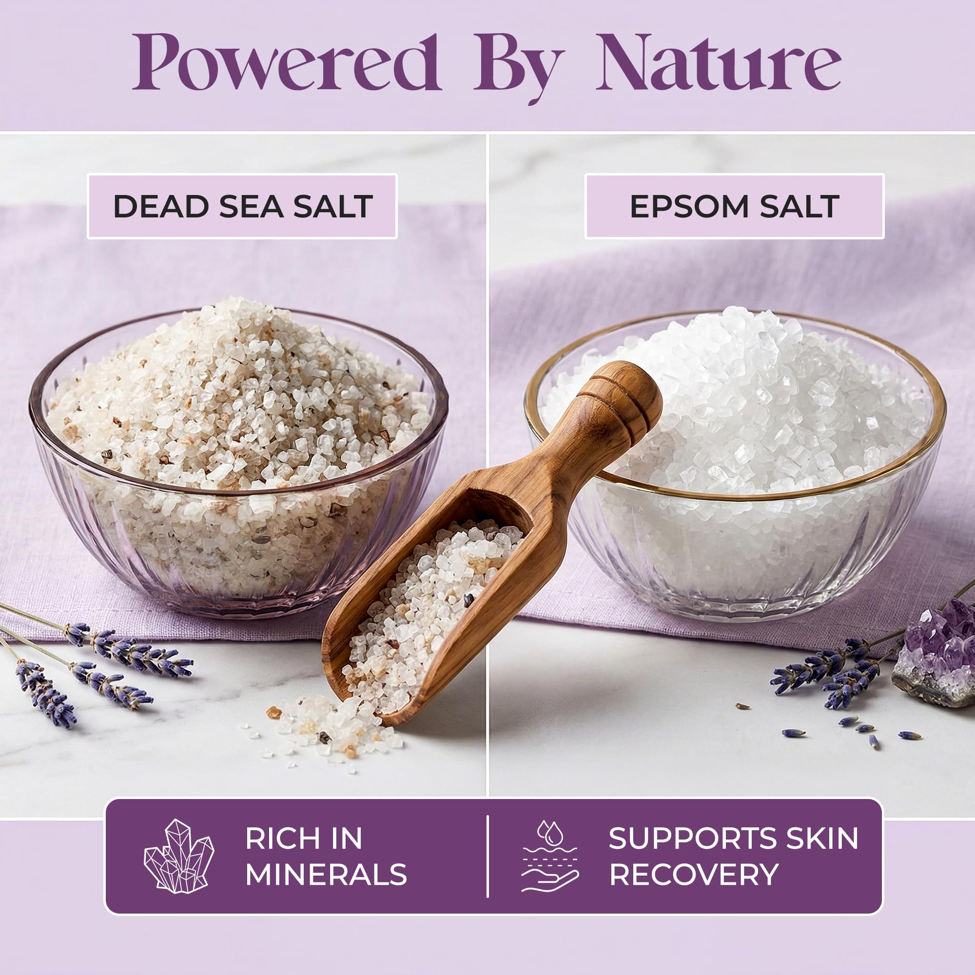 Hand pouring Aromasong salts into a sitz basin to prepare a warm therapeutic soak