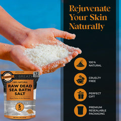 Aromasong pouring raw Dead Sea salt into a bowl to prepare a mineral soak