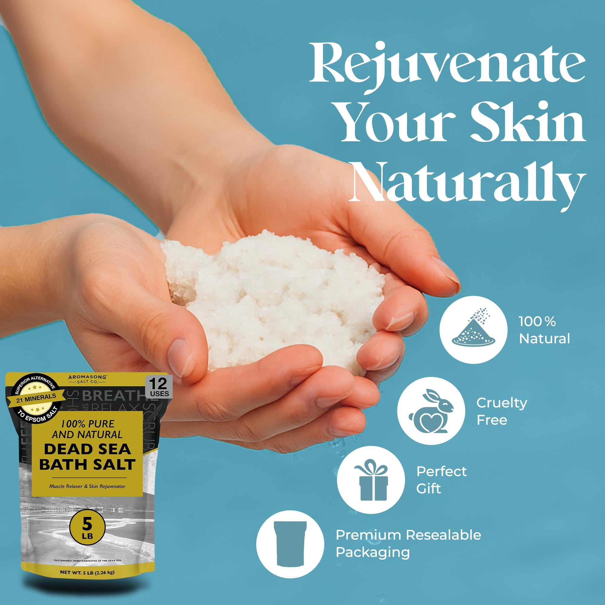 Aromasong salt mixed with oil for body scrub to exfoliate and soften skin benefit