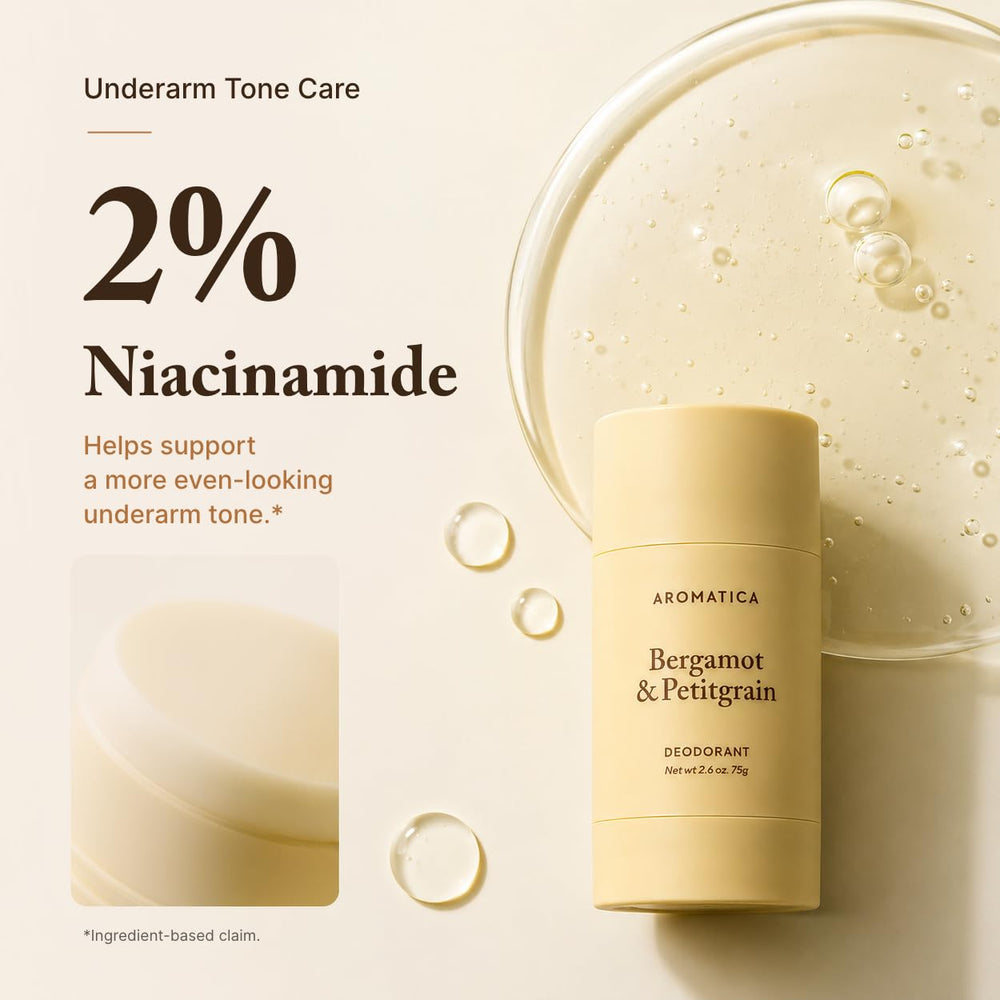 AROMATICA arranged bergamot and petitgrain botanicals, communicates fresh green-citrus scent