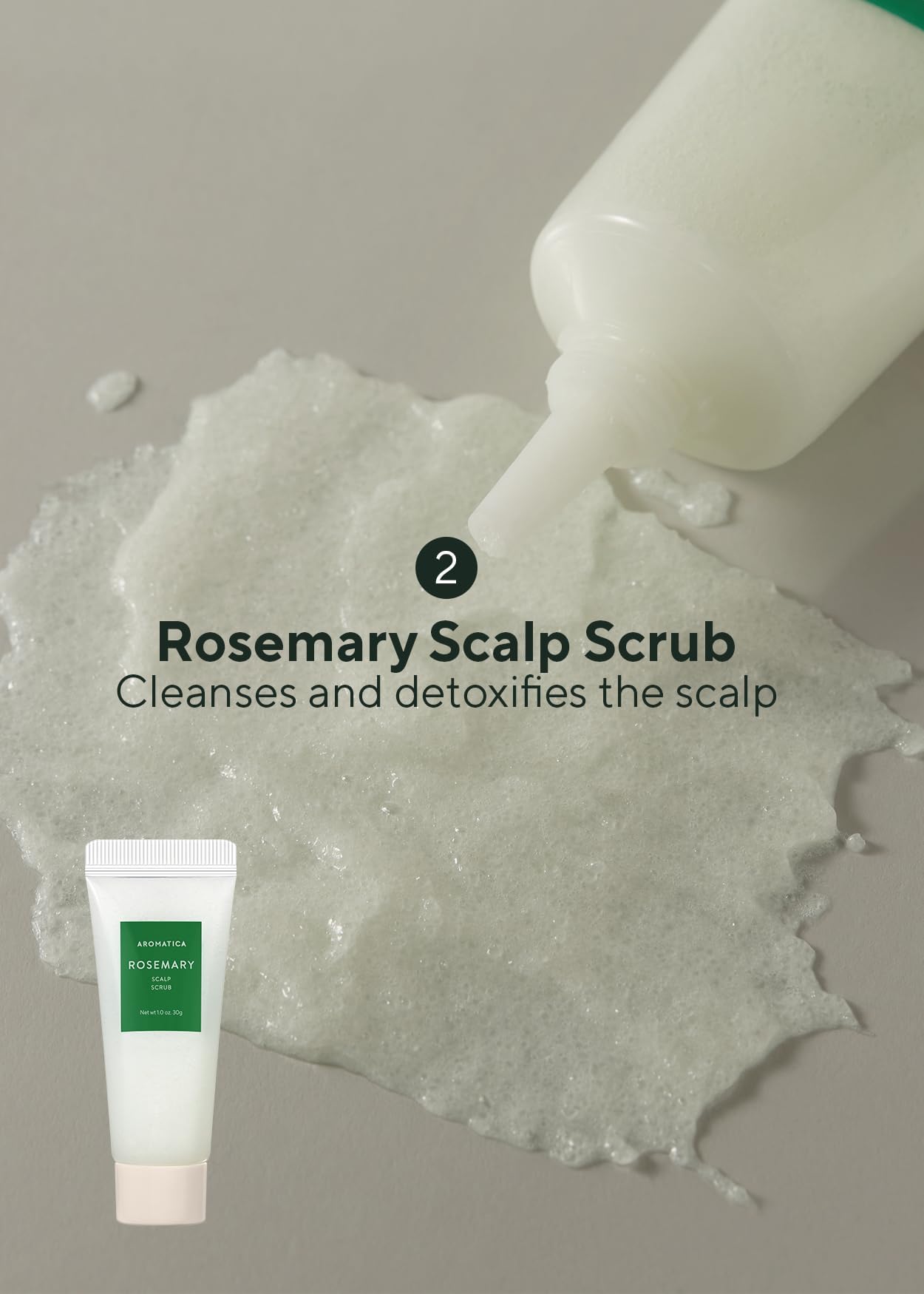 AROMATICA rosemary root enhancer spray misting onto scalp for targeted refresh