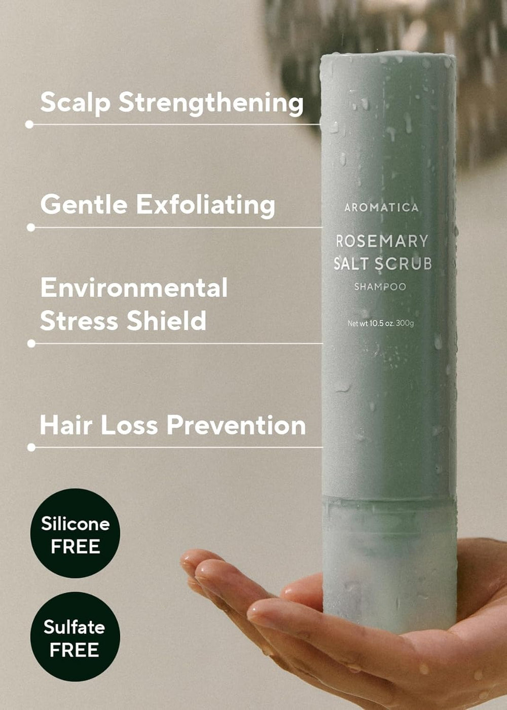 AROMATICA product displayed in bathroom lifestyle to suggest calming routine benefit