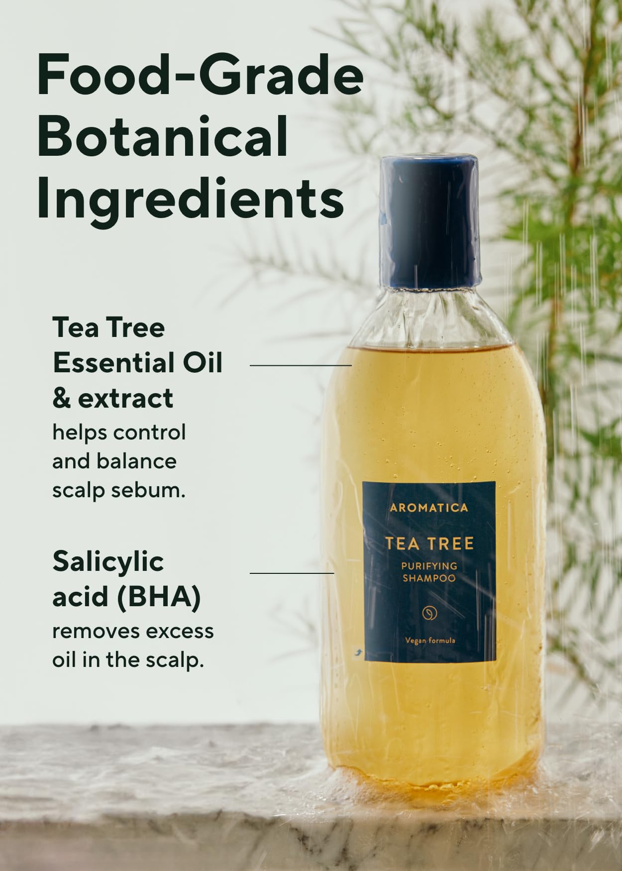 AROMATICA gel texture shot demonstrating lightweight, rinseable formula