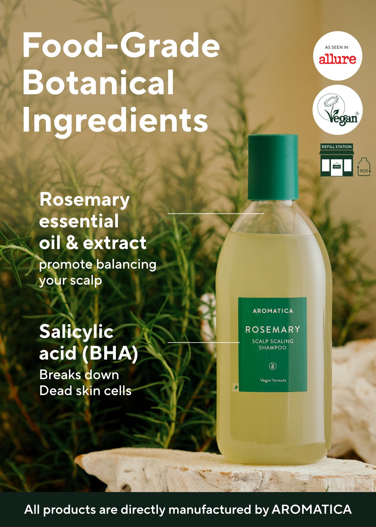 AROMATICA two-bottle set in hand for scale, conveying value and travel readiness