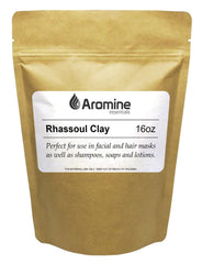Aromine front packaging 16oz pouch showing natural ghassoul clay benefits
