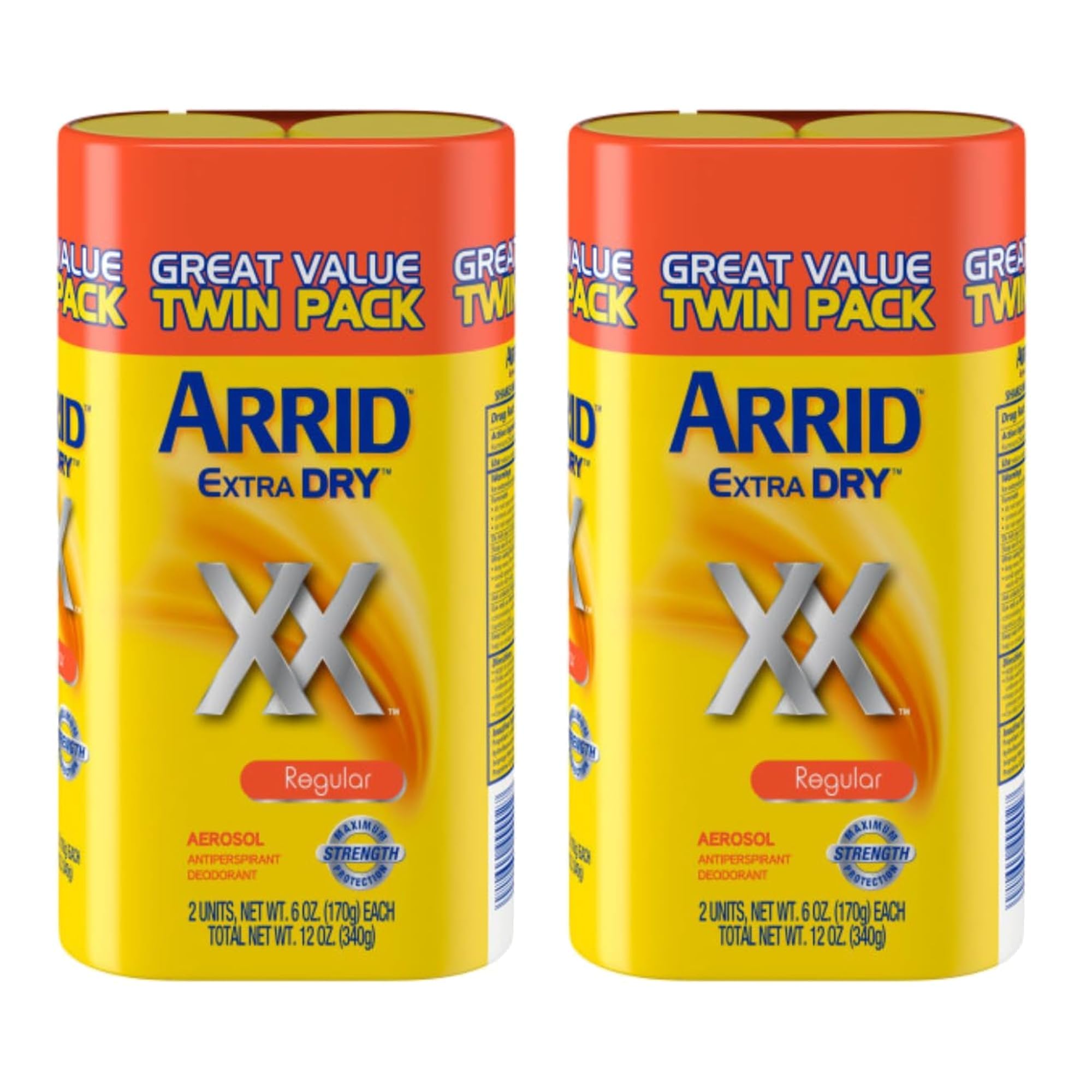 Arrid regular aerosol front view showing packaging and quick protection
