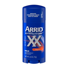 Close-up of Arrid solid stick texture highlighting smooth glide for precise application
