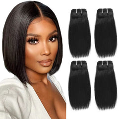 Art Show Hair front packaging showing four straight bundles and natural color benefit