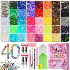 Artdone front packaging showing 60000pcs kit and included tweezer for organized storage