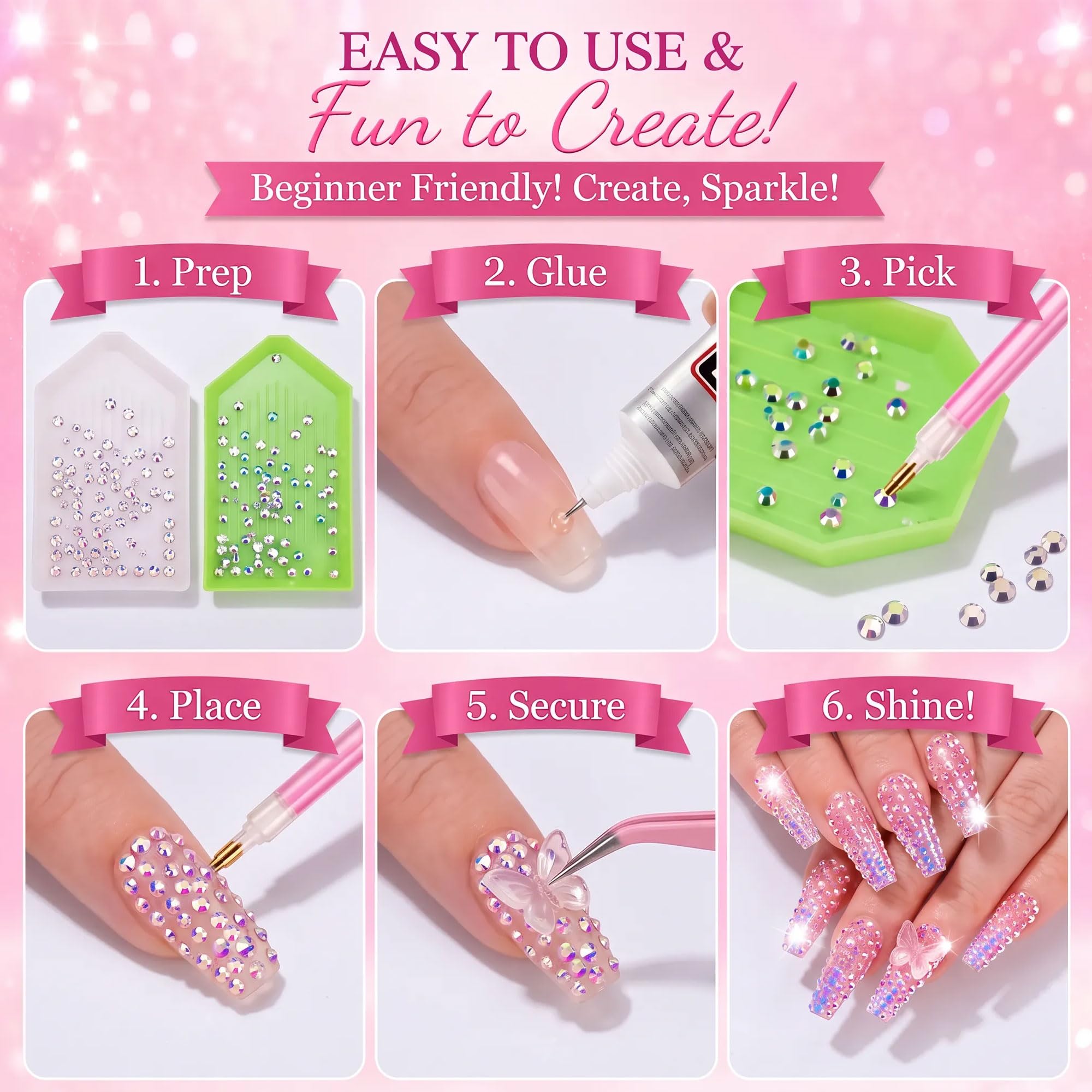 Artdone tweezer picking a 3mm rhinestone to enable precise placement