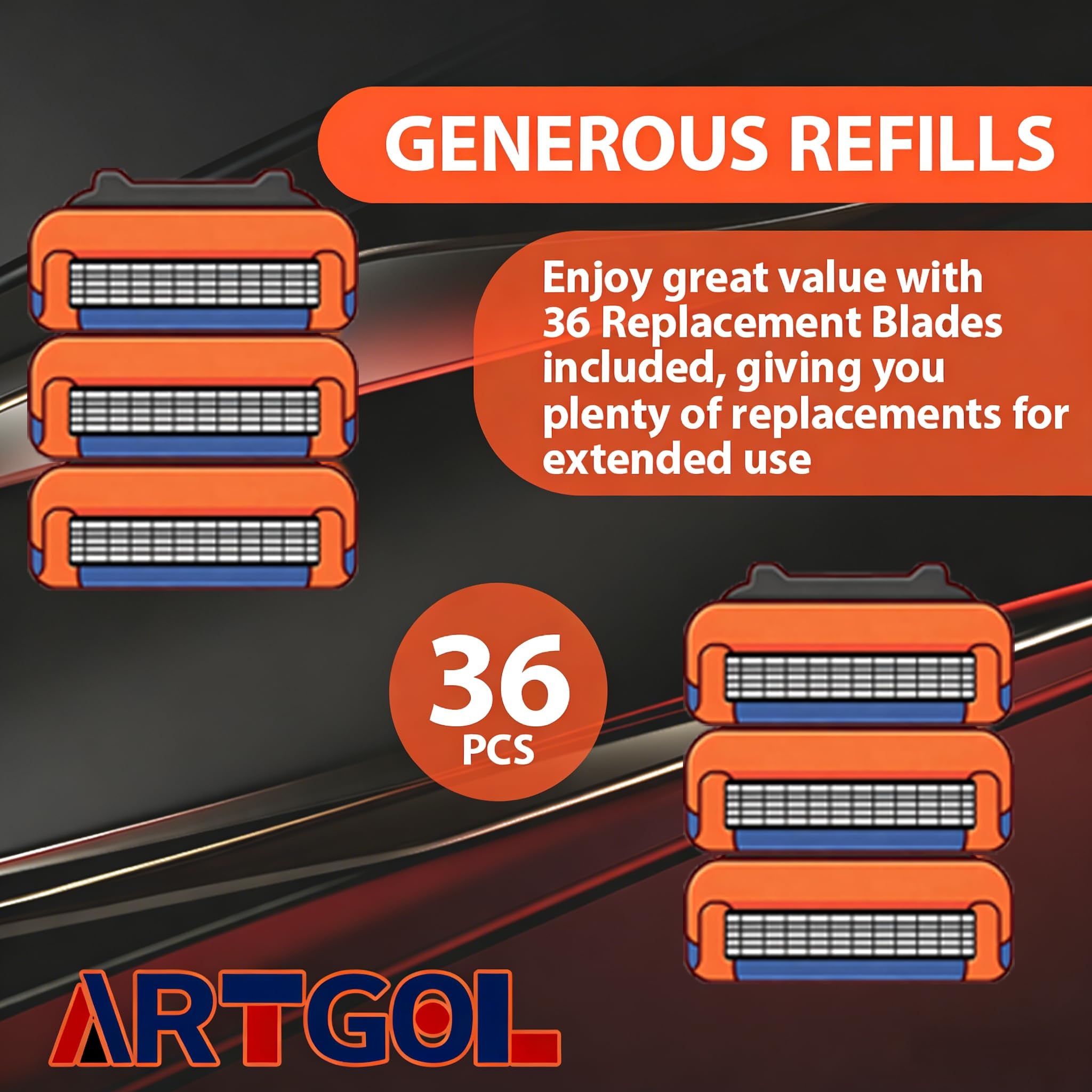 Artgol close-up of five-layer nano blade edge for consistent close shaves
