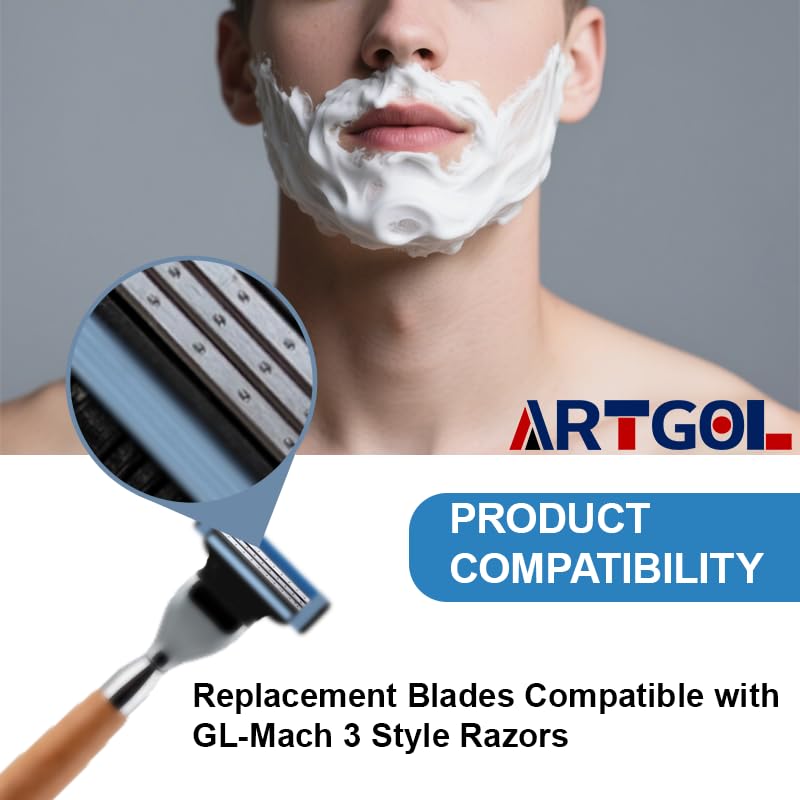 Artgol cartridge snapped onto GL-Mach 3 style razor demonstrating easy fit