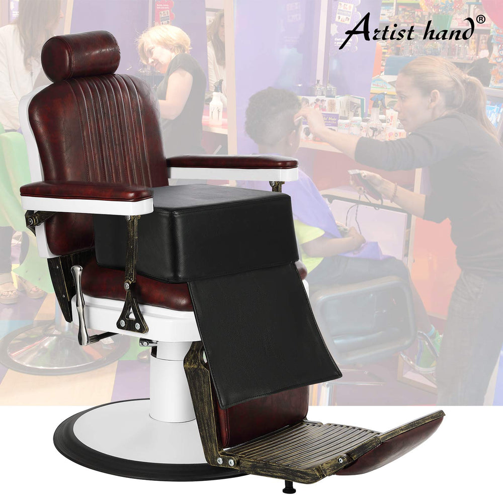 Artist hand front view of booster seat showing stable elevation and quick placement benefit