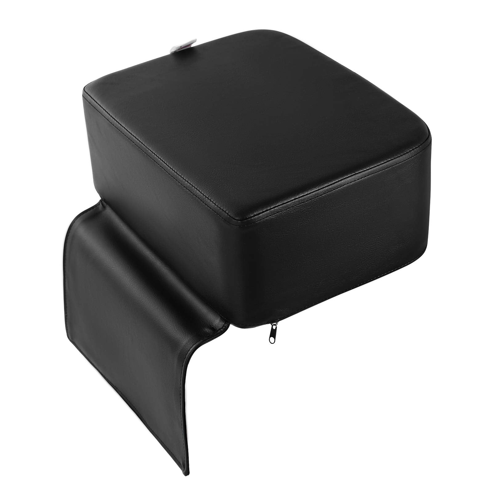 Artist hand booster seat in use with child in salon improving stylist visibility