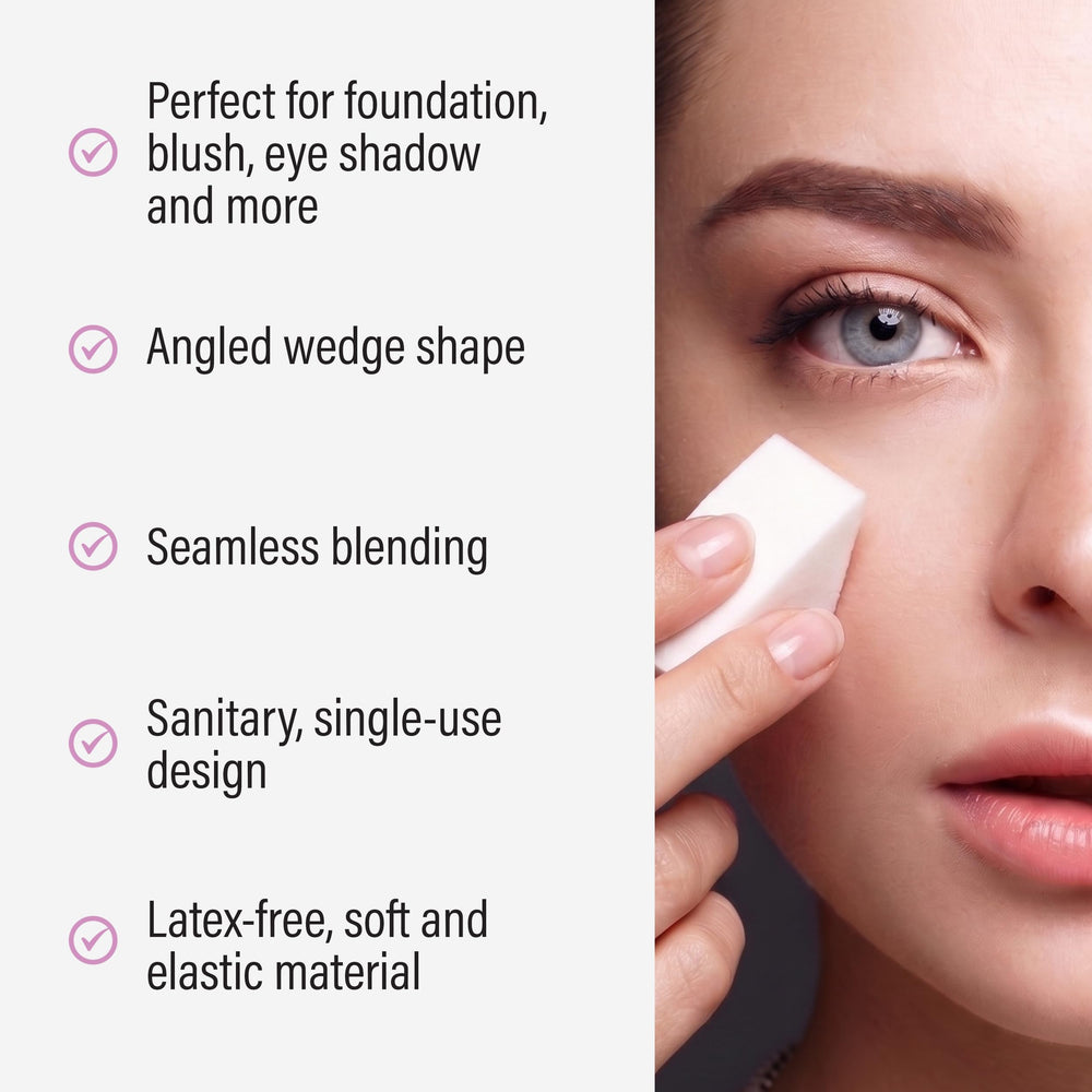 Artist's Choice wedge applying concealer under eye for neat coverage