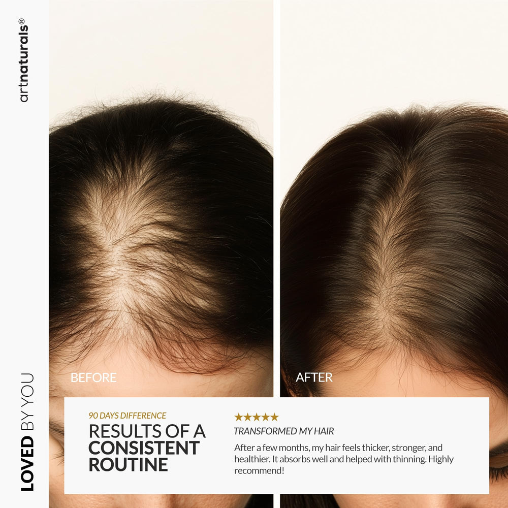 Artnaturals scalp application demonstration showing nourishing massage benefit