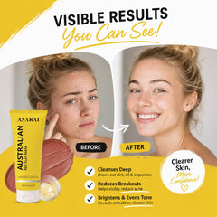 ASARAI rinsing mask off hand with warm water showing easy removal benefit