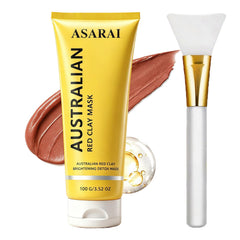 ASARAI red clay mask front packaging showing jar and label benefits