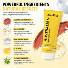 ASARAI close-up texture of red clay mask showing creamy mineral-rich benefit