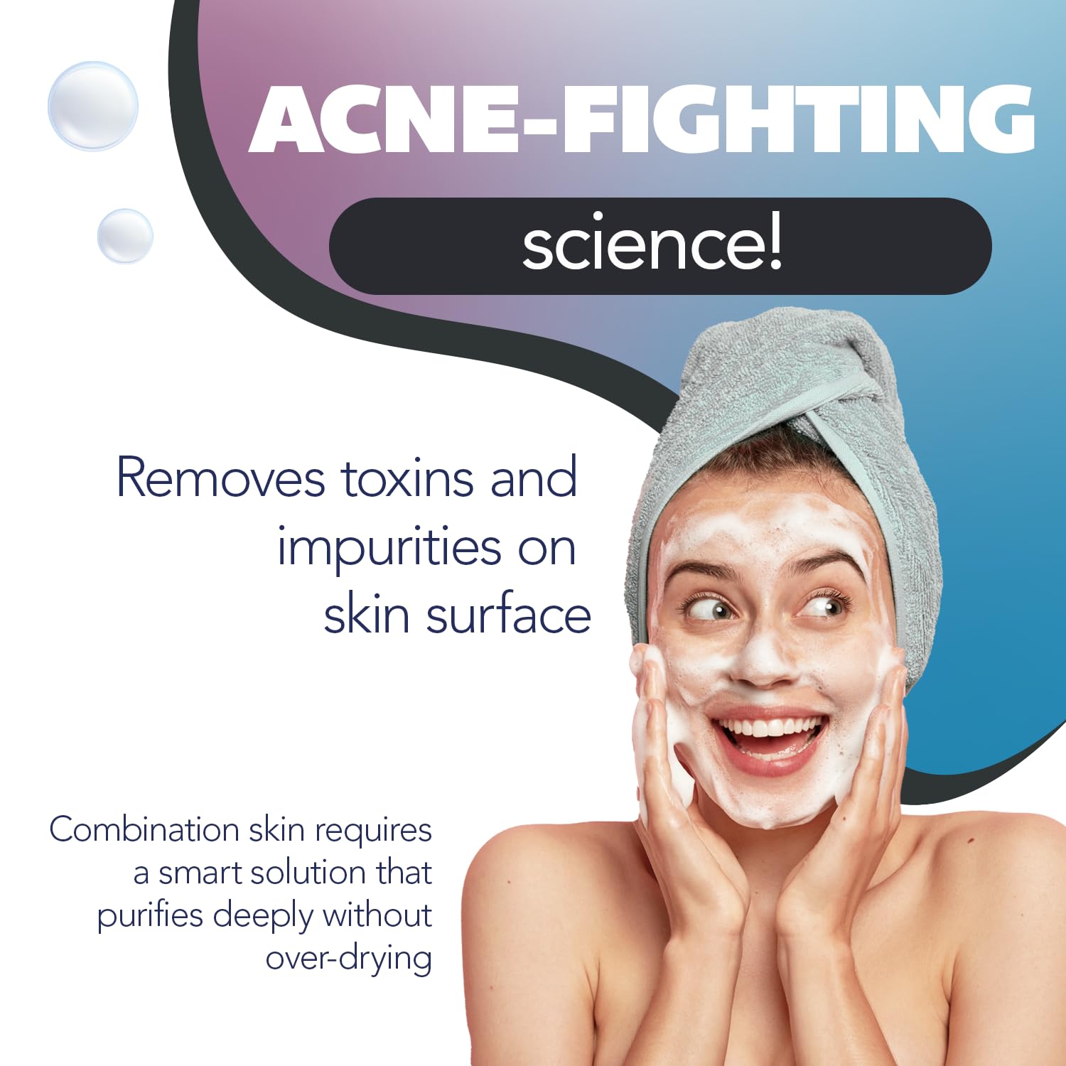 Asepxia lather on hand demonstrating effective cleansing and foam